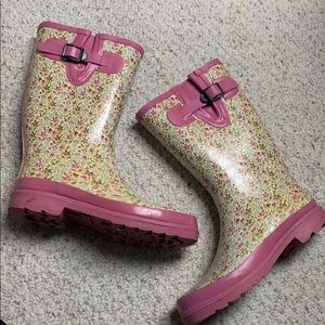 Floral rain boots